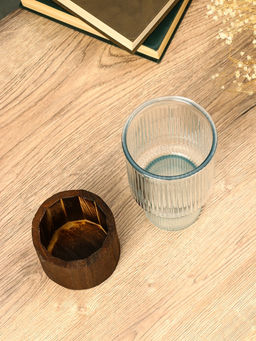 Ваза Лесли, линии, 20?10 см, стекло, прозрачная