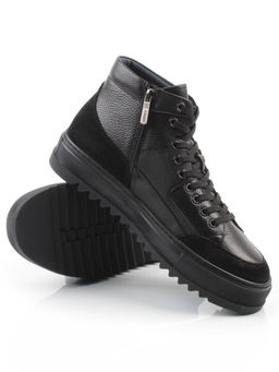 05-B203B-1M-A BLACK Ботинки зимние мужские (натуральная кожа, натуральный мех)