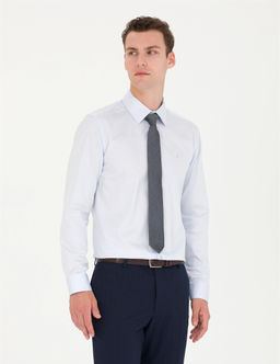 A__k Mavi Slim Fit Uzun Kollu Basic G_mlek