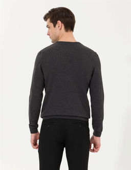 Antrasit Melanj Slim Fit Bisiklet Yaka Triko Kazak - Pierre cardin фото 5