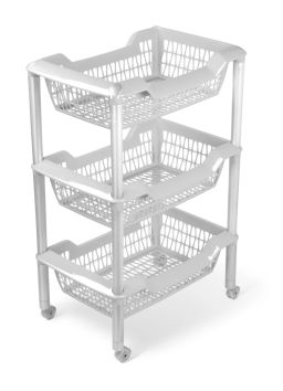 Этажерка универсальная на колёсиках "Джета" 3 корзины, цвет светло-серый С735СЕР
