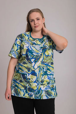 Футболка М30081Всв салатовый/василек - Елена фото 4