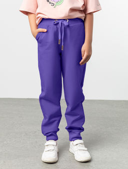 VILATTE / Брюки из премиального футера с золотистой фурнитурой для девочки  фото 9