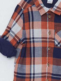 Uzun Kollu Ekose Desenli Pamuklu Erkek Bebek G?mlek - Waikiki фото 3