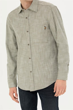 Мужская рубашка цвета хаки с длинным рукавом - U.s. polo assn фото 6