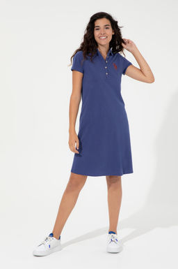 Kad_n Mavi Polo Yaka _rme Elbise