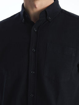 Regular Fit Uzun Kollu Keten Kar???ml? Erkek G?mlek