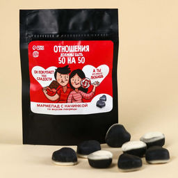 Мармелад лакрица Отношения 50/50 с начинкой, 60 г.