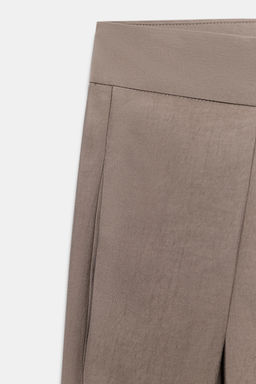 PANTAL?N WIDE LEG PLIEGUES ZW COLLECTION / Marr?n / Topo