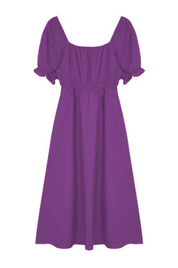 TRENDYOLMILLA K?rm?z? Belden Ac?lan Balon Kollu Midi Dokuma Elbise TWOSS22EL1768 фото 30