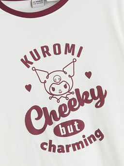 Bisiklet Yaka Kuromi Bask?l? K?z ?ocuk Ti??rt