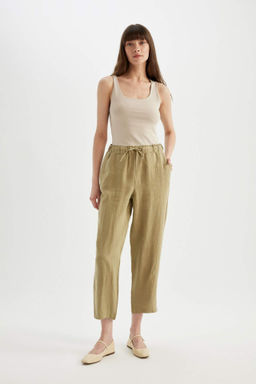 Jogger Keten Kumas Pantolon Cepli Yuksek Bel K?sa Paca - Defacto фото 2