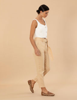 Bej Carrot Fit Keten Pantolon - Pierre cardin фото 3