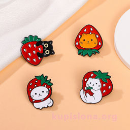 Брошь-значок Strawberry cat - Купи слона фото 2