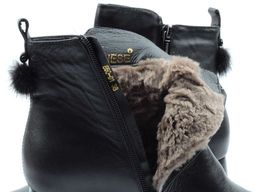 04-PAYH02-01Z BLACK Угги женские (натуральная замша, 100% шерсть, натуральный мех)