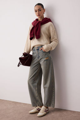 Mavi Soluk Efekt Vintage Dusuk Bel Wide Leg TWOSS24JE00147