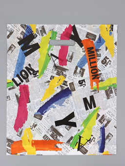 Цена за 50 шт. Пакет "АРТ Газета", полиэтиленовый с вырубной ручкой, 38 х 45 + 3 см, 50 мкм