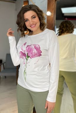 Свитшот Rumoda 2061/1 белый/лаванда