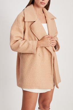 Vizon Buklet Kruvaze Oversize Midi Kaban TWOAW26KB00070 - Trendyolmilla фото 4