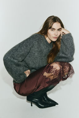 Falda de sat?n con bajo de encaje - H&m фото 3
