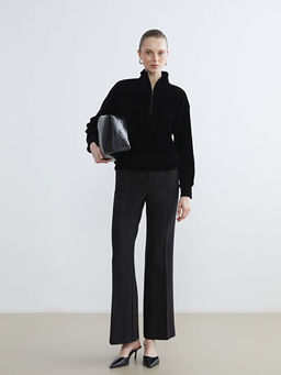 Dik Yaka Fitilli Kad?n Sweatshirt