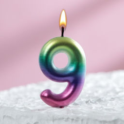 Цена за 3 шт. Свеча в торт Акварель, цифра 9, 5,5 см