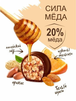 Конфеты Shoco Rolls с арахисом, изюмом, цукаты апельсина и медом 135г - Берестов А.с. фото 8