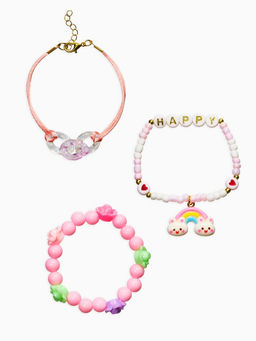 Цена за 2 шт. Браслет детский «Выбражулька», 3 шт. набор, радуга, цветной