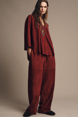 LIMITED EDITION SUEDE LEATHER TROUSERS - Zara фото 11
