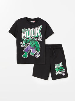 Bisiklet Yaka Hulk Bask?l? Erkek ?ocuk Ti??rt ve ?ort