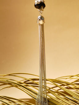 Набор 2 предмета: серьги, бусы Унисон накрученность, чёрный в серебре, 60 см