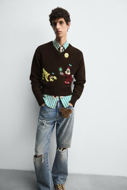 RIPPED FLARE FIT JEANS HARRY LAMBERT FOR ZARA X DISNEY  фото 5