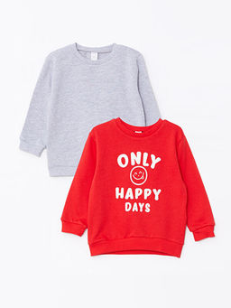 Bisiklet Yaka Uzun Kollu Erkek Bebek Sweatshirt 2li