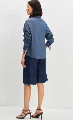 Блузка тонкая джинса OD-858-4 темный джинс OD-858-4 - Tantino фото 22