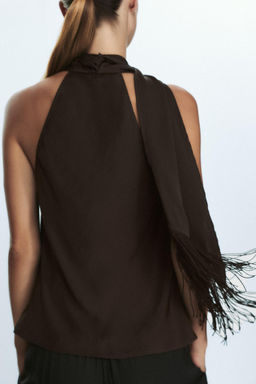 SATIN TOP WITH FRINGING - Zara фото 4