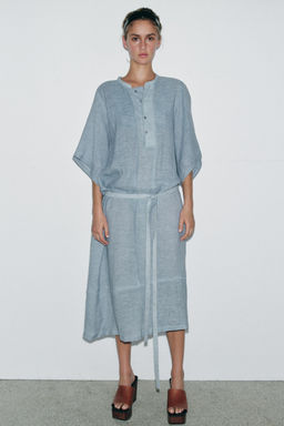 LIMITED EDITION LINEN BLEND SHIRT DRESS - Zara фото 8