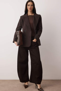 Lacivert Kase Bal?ks?rt? Kruvaze Kapama Normal Kal?p Dokuma Blazer Ceket TWOAW26BC00037 - Trendyolmilla фото 8