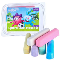 Мелки цветные, 6 цветов, 6 штук, «Смешарики»