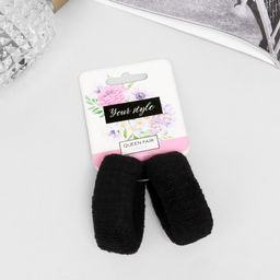 Цена за 6 шт. Резинки для волос «Махрушка спорт», набор 2 шт., элит классик широкая, 5.5 см, чёрные