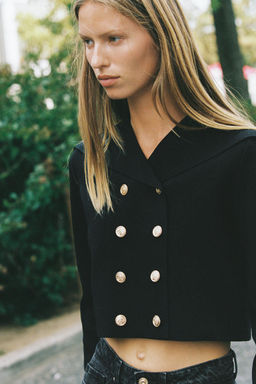 DOUBLE-BREASTED CROPPED KNIT JACKET - Zara фото 2