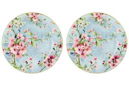Набор тарелок для десертов 2 пр. 19*19*2 см Яблоневый цвет на голубом NEW BONE CHINA