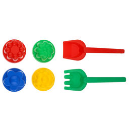 Игрушка "Набор №2 "Ассорти": ведерко, совочек, грабли, формочки 4шт, полипропилен (Россия)