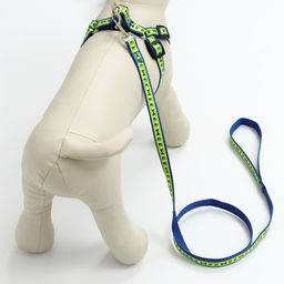 Комплект Косточки и лапки светоотражающий, поводок 120 х 1,5 см, ОГ 36-52 см, синий - Пижон фото 10