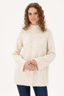 Женский кремовый меланжевый свитер Неожиданная скидка в корзине