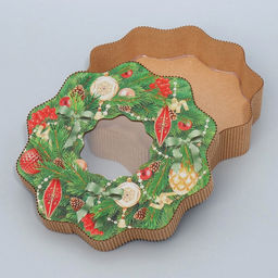 Коробка новогодняя подарочная «Венок», 21×22×5 см