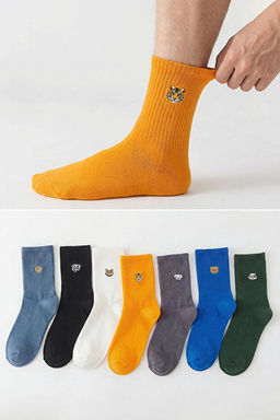 _ok Renkli Unisex 7li Paket Kolej/Orta/Tenis Boy Hayvan Nak__l_ _orap TMNSS25CO00007