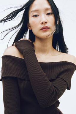 Top off-the-shoulder en punto de canale - H&m фото 3
