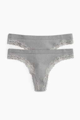 Pack 2 bragas thong con ribete de encaje Seamless - H&m фото 7