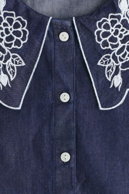 Blusa denim con cuello bordado - H&m фото 5