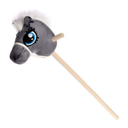 Мягкая игрушка Конь-скакун, на палке, МИКС, серая